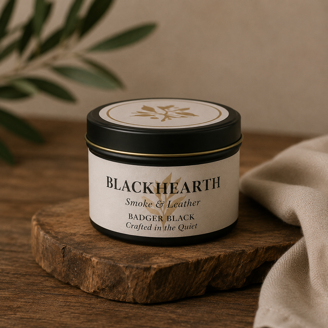 Black Hearth — Matte Black Tin Candle