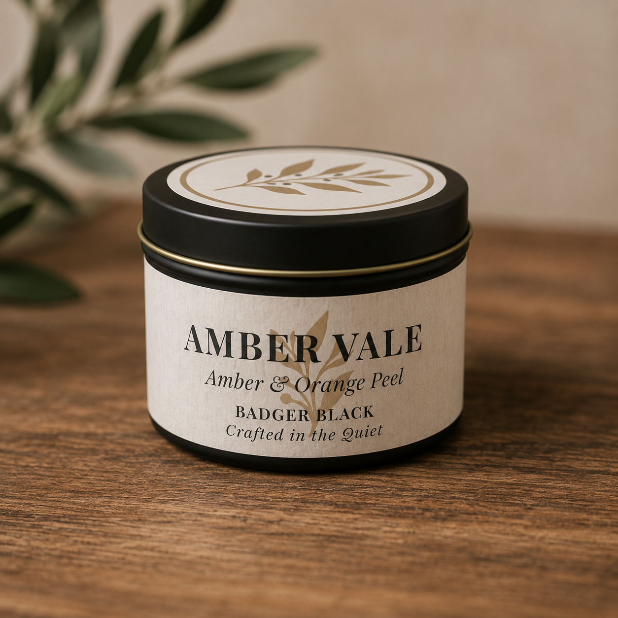 Amber Vale — Matte Black Tin Candle