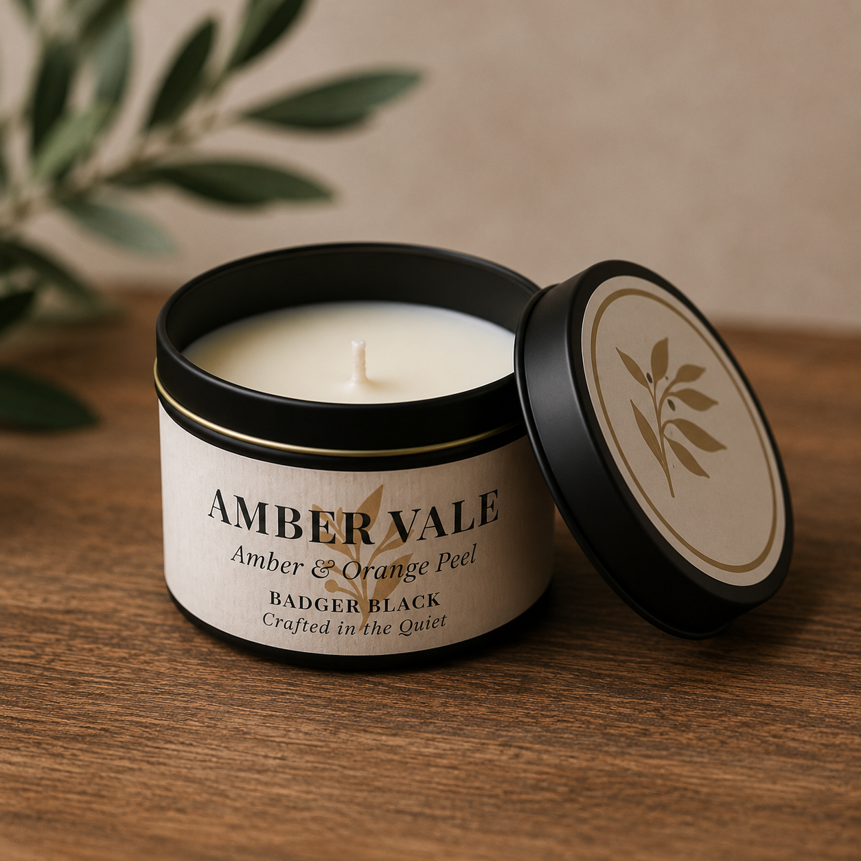 Amber Vale — Matte Black Tin Candle