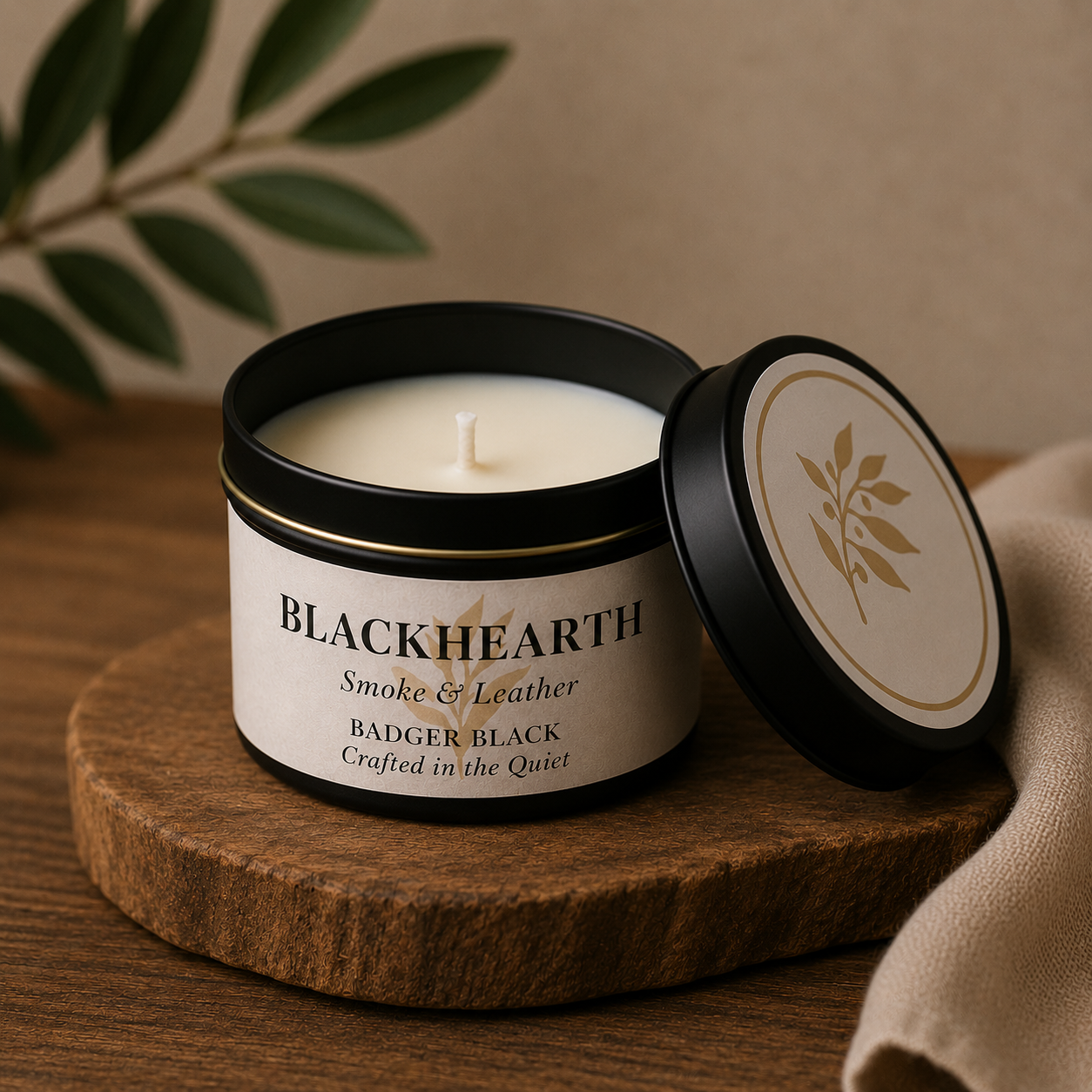 Black Hearth — Matte Black Tin Candle